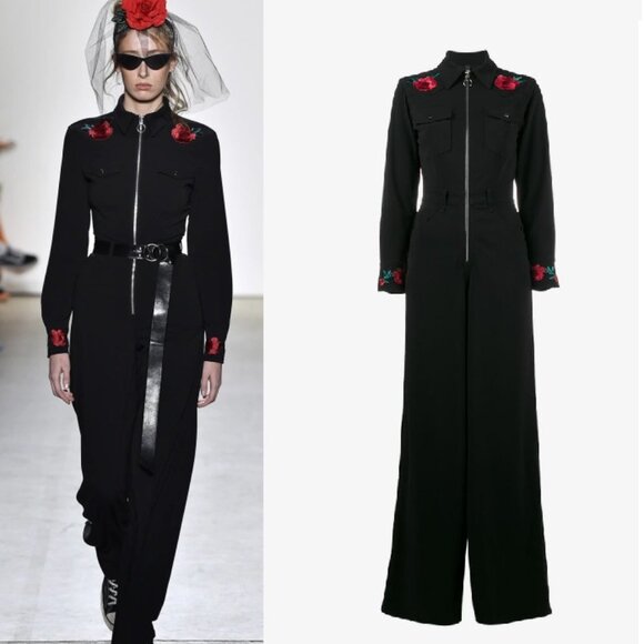 Adam Selman Sport Rose Embroidered Zip Jumpsuit 4
